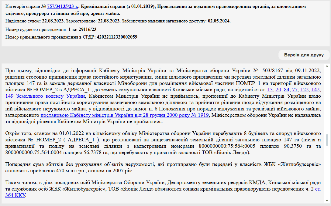 Тінь “BIONIC Hill”: Нацполіція розслідує, як 147 га столичної землі опинилися у компанії Василя Хмельницького